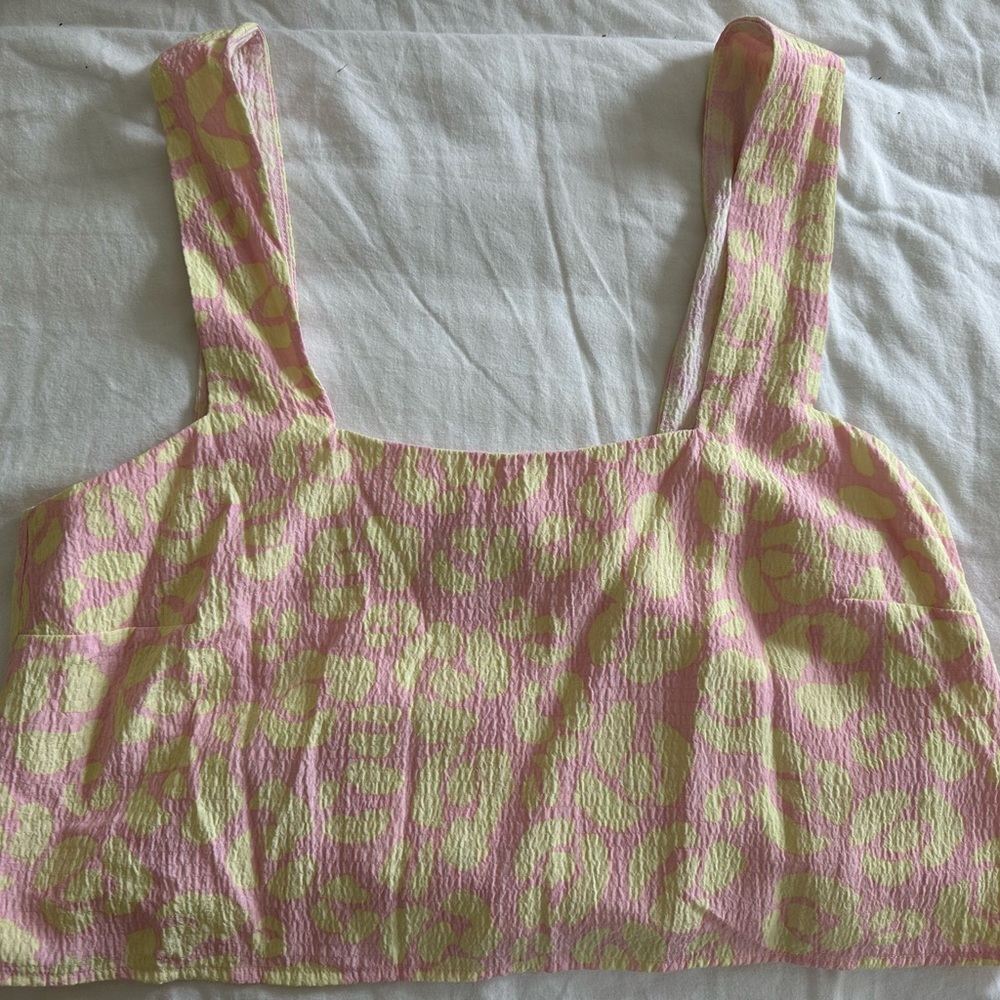 Pink and Yellow Patterned Women's Top